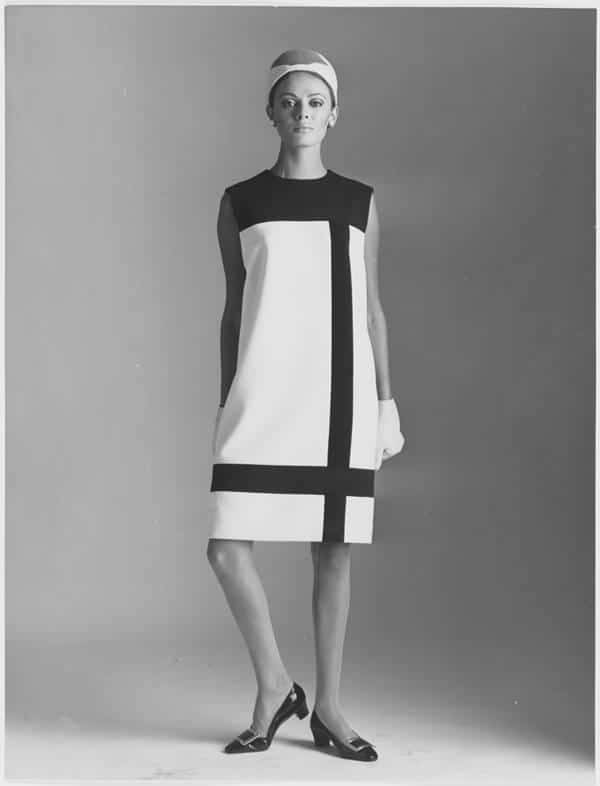 Vestido da coleção inspirada em Mondrian, feita por Yves Saint Laurent
