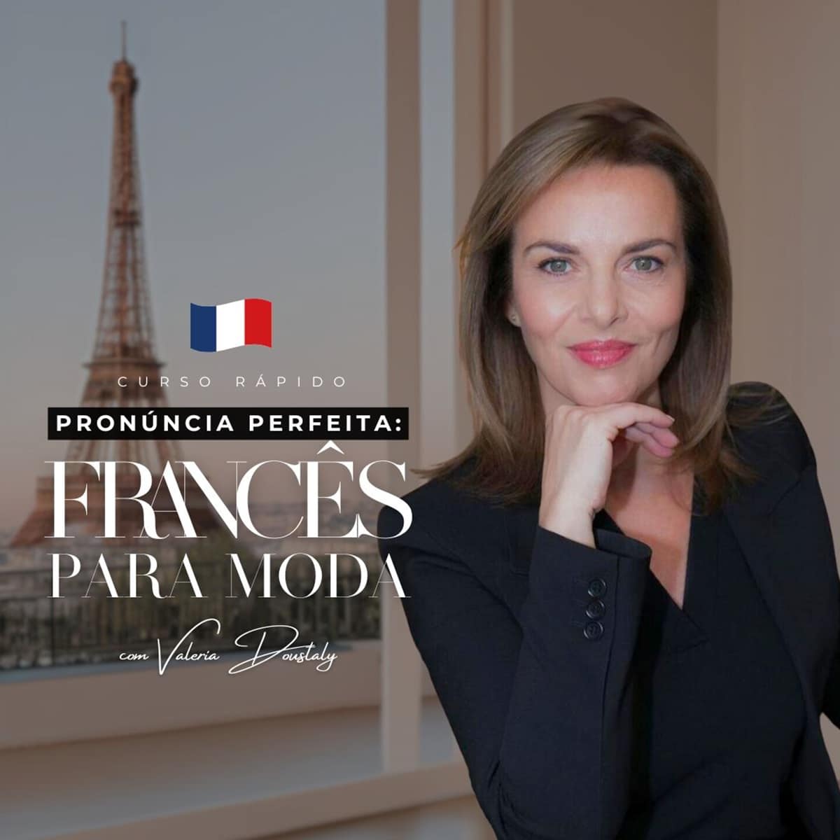 Banner de curso de francês com palavras de moda